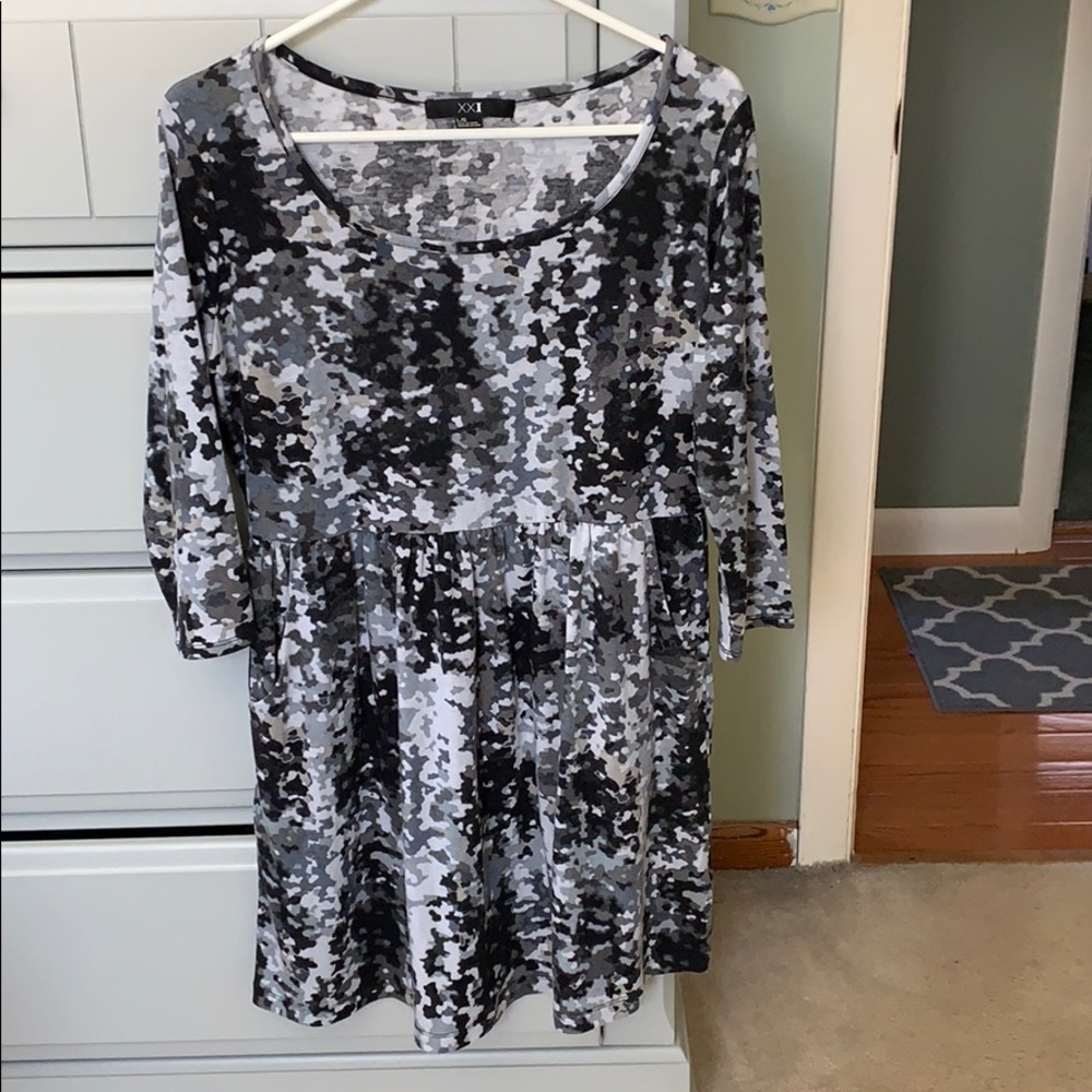 Black & Grey Camouflage Dress. Size Large